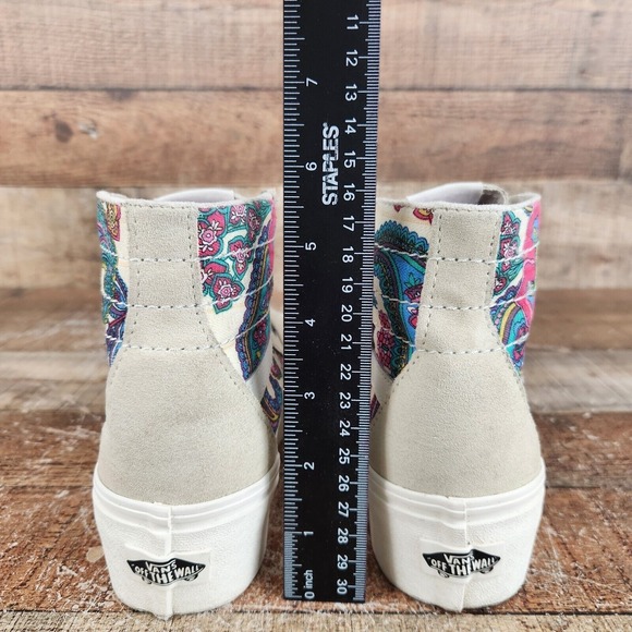 Vans Sk8hi Tepered Stackform Women Size 6.5 Beige Paisley Bloom Platform Sneaker - Picture 5 of 11
